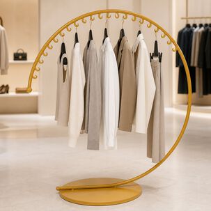 Perchero Colgador Exhibidor Circular Metalico Con 30 Ganchos Color Dorado