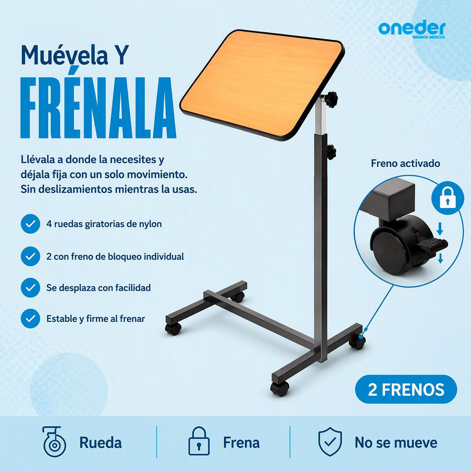 Mesa Reclinable Lateral Hospitalario Cama Altura Ajustable 1101a image number 5.0