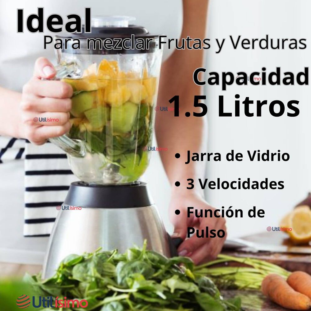 Licuadora Juguera Multifuncional 2 En 1 + Picadora 1000w De Potencia Jarra De Vidrio image number 5.0