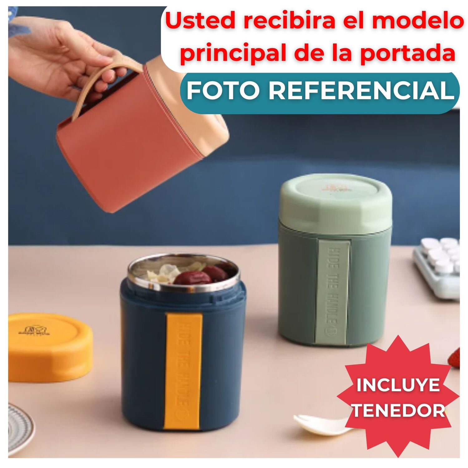 Termo T&aacute;per T&eacute;rmico Estilo Vaso Con Tenedor Oficina Y Escolar Pink image number 4.0