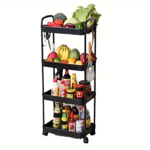 Carrito De Almacenamiento 4 Niveles Con Asa Negro