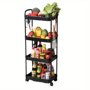 Carrito De Almacenamiento 4 Niveles Con Asa Negro
