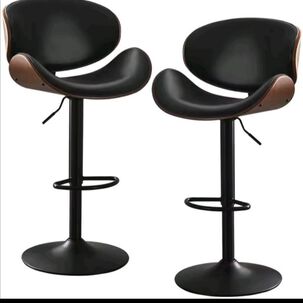 Pack 2 Sillas Bar Taburete Madera Pu Negro/negro Cisne