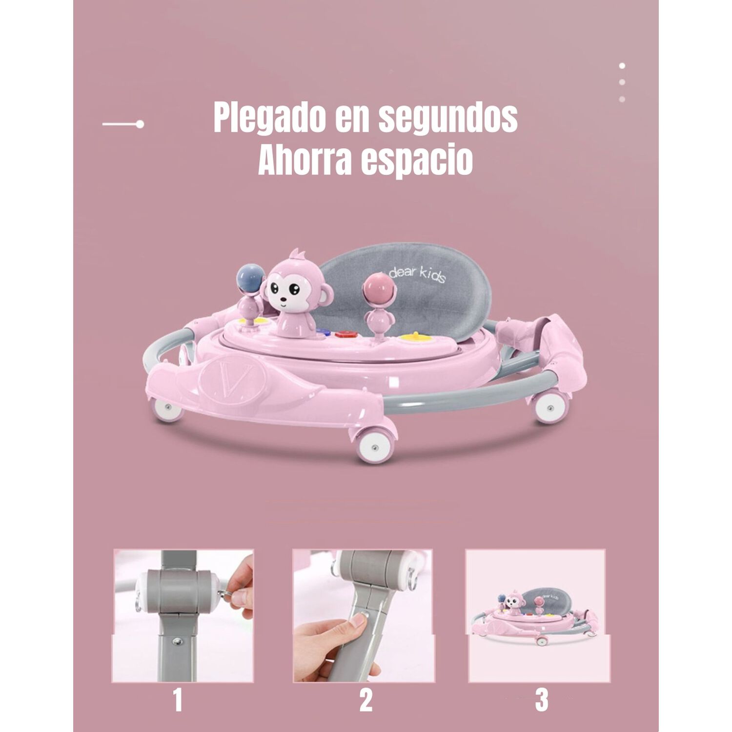 Andador Caminador Plegable Apoya Pies Bora Rosado Lubabycas image number 6.0