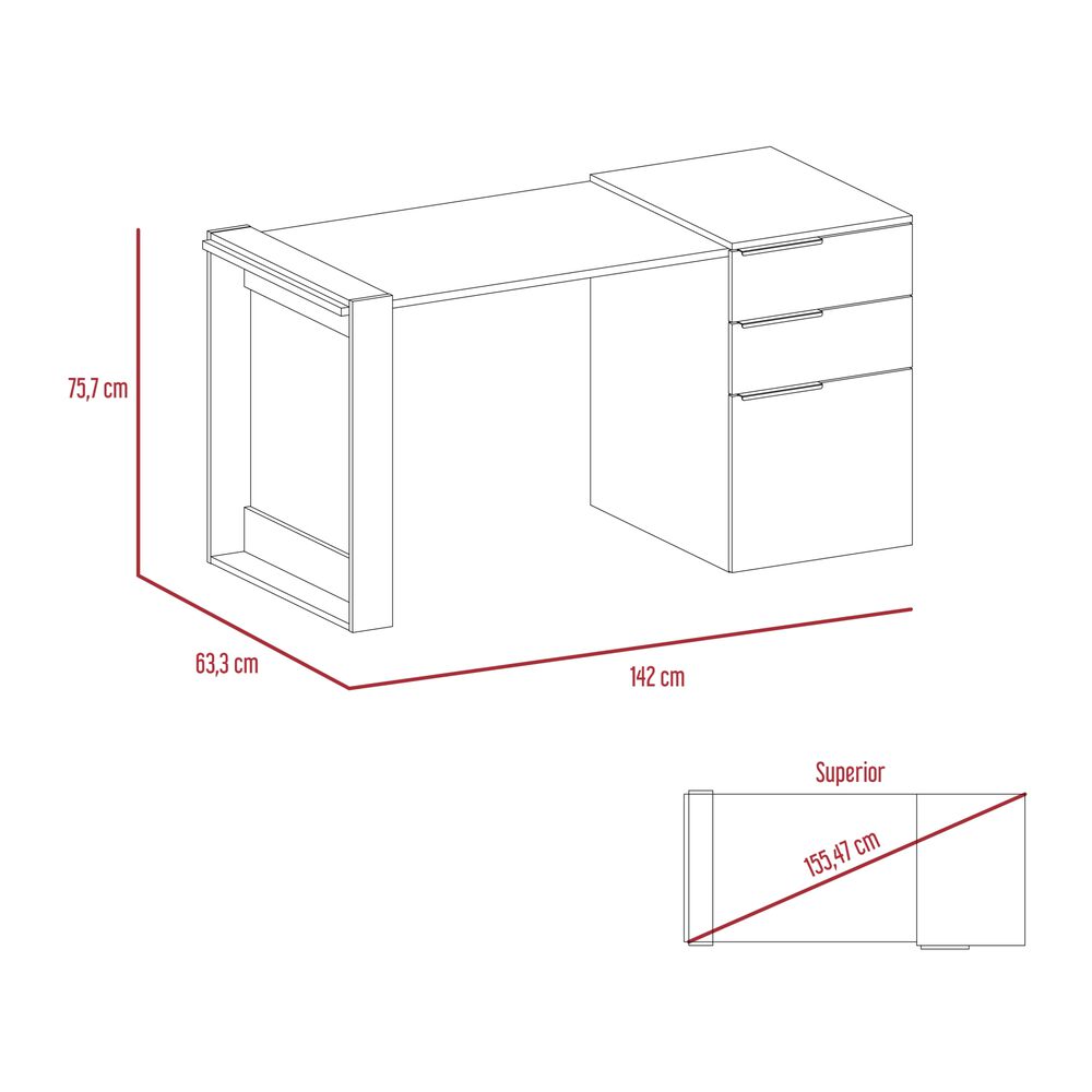 Escritorio 2 Cajones 1 Puerta Fm-014g Gris Y Plomo image number 9.0