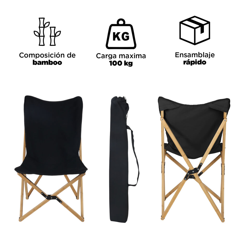 Silla Pleagable Camping Ranco Negro image number 3.0