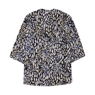 Blusa Full Print Manga 3/4 Roll Up Cuello Mao Mujer Lesage