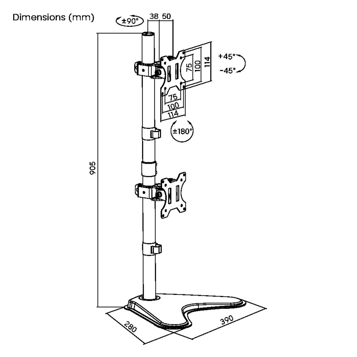 Soporte Con Base Vertical Para 2 Monitores 13" ~ 32" 16kg Sbrm722 Brasforma image number 8.0
