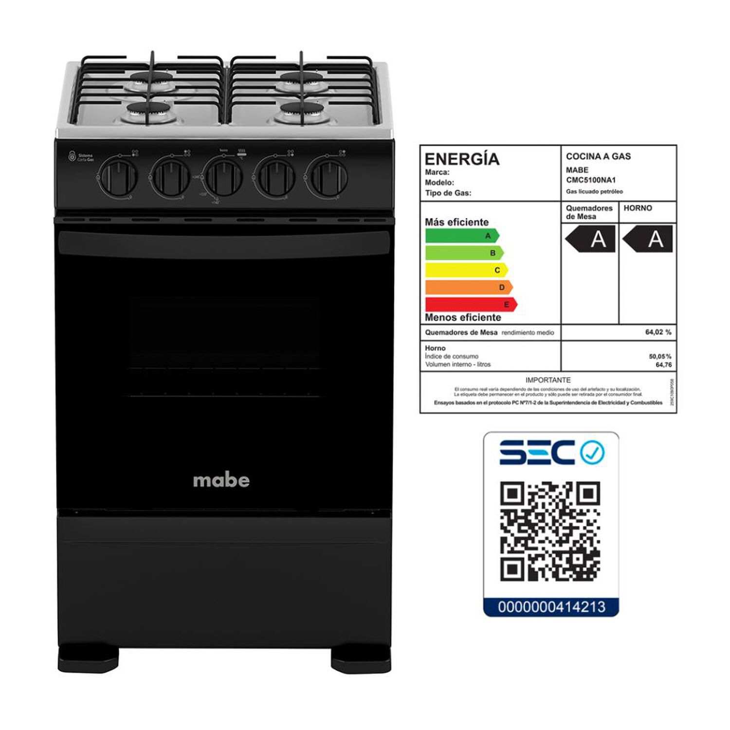 Cocina A Gas Mabe CMC5100NA1 / 4 Quemadores image number 8.0