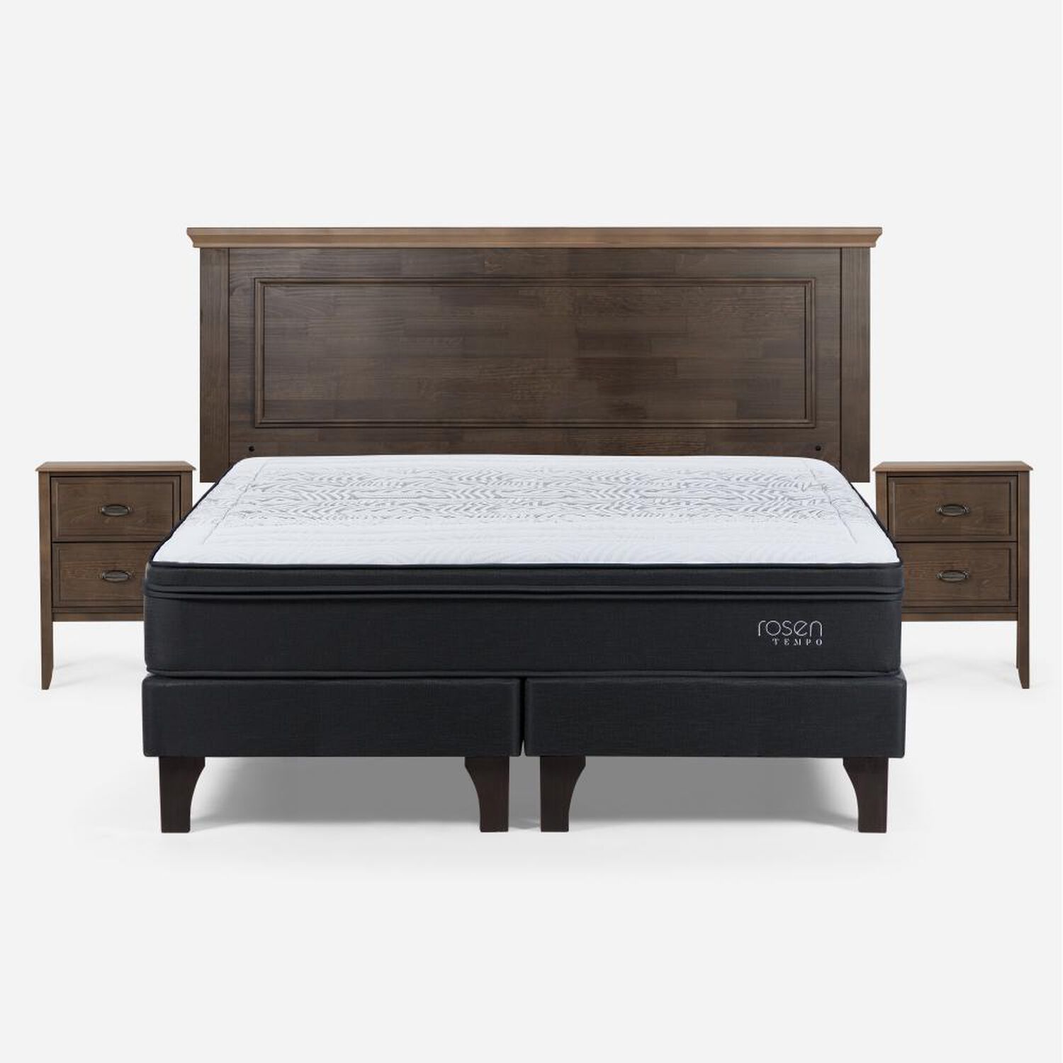 Cama Europea Rosen Tempo / King / Base Dividida + Set De Maderas Anna image number 0.0