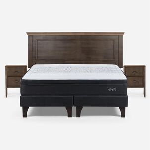 Cama Europea Rosen Tempo / King / Base Dividida + Set De Maderas Anna