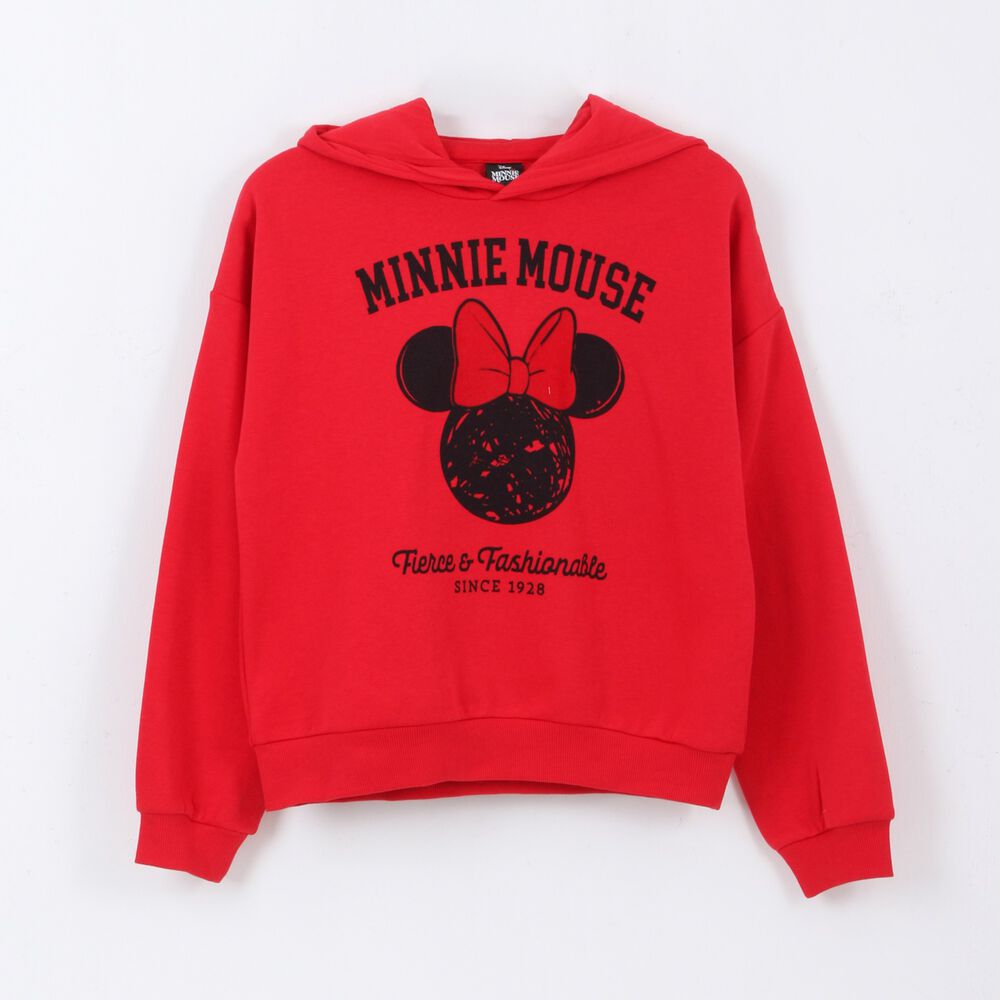 Poler&oacute;n Ni&ntilde;a Hoodie Orejas Minnie Mouse Rojo Disney image number 0.0