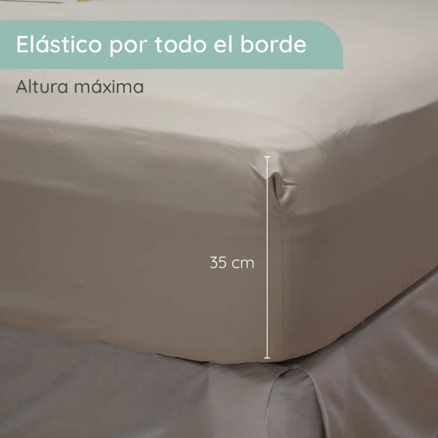 Sabanas Colch&oacute;n King Microfibra 300 Hilos Gris Claro image number 1.0