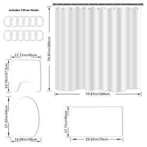 Juego De Ba&ntilde;o Set De 4 Piezas Cortina + Tapa Wc + 2 Alfombras Sb4p-2