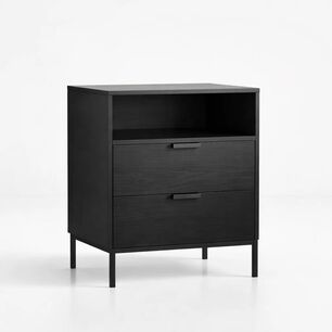 Velador Noir Loft Negro Con Patas Met&aacute;licas