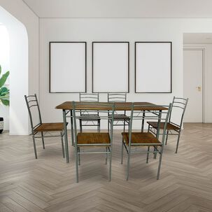 Juego De Comedor 6p Capri Silver 74x80x140 Cm