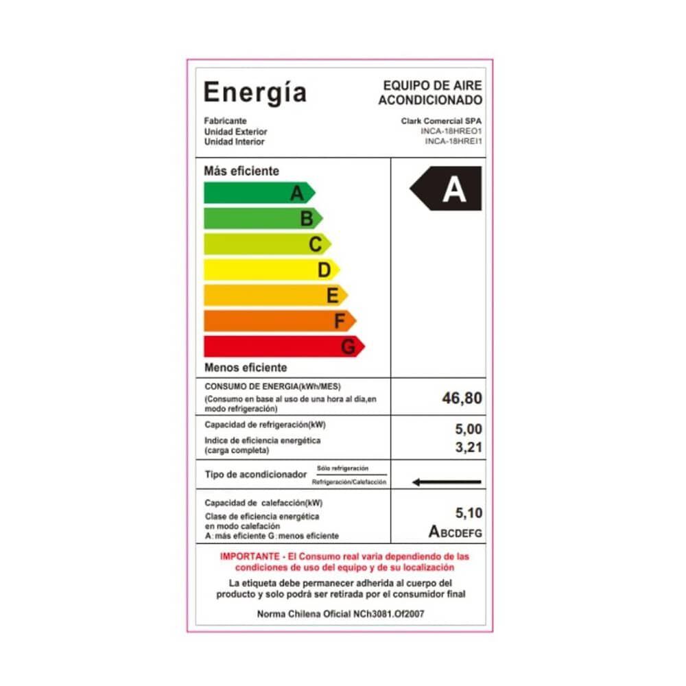 Aire Acondicionado Tipo Split Muro De 18000 Btu Inverter Clark image number 3.0