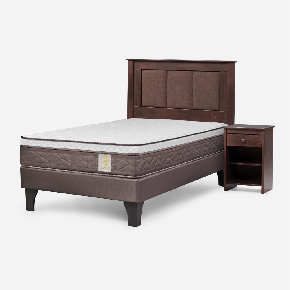 Cama Europea Rosen New Style 4 Plus / 1 Plaza / Base Normal + Set De Maderas Rachel image number 1.0