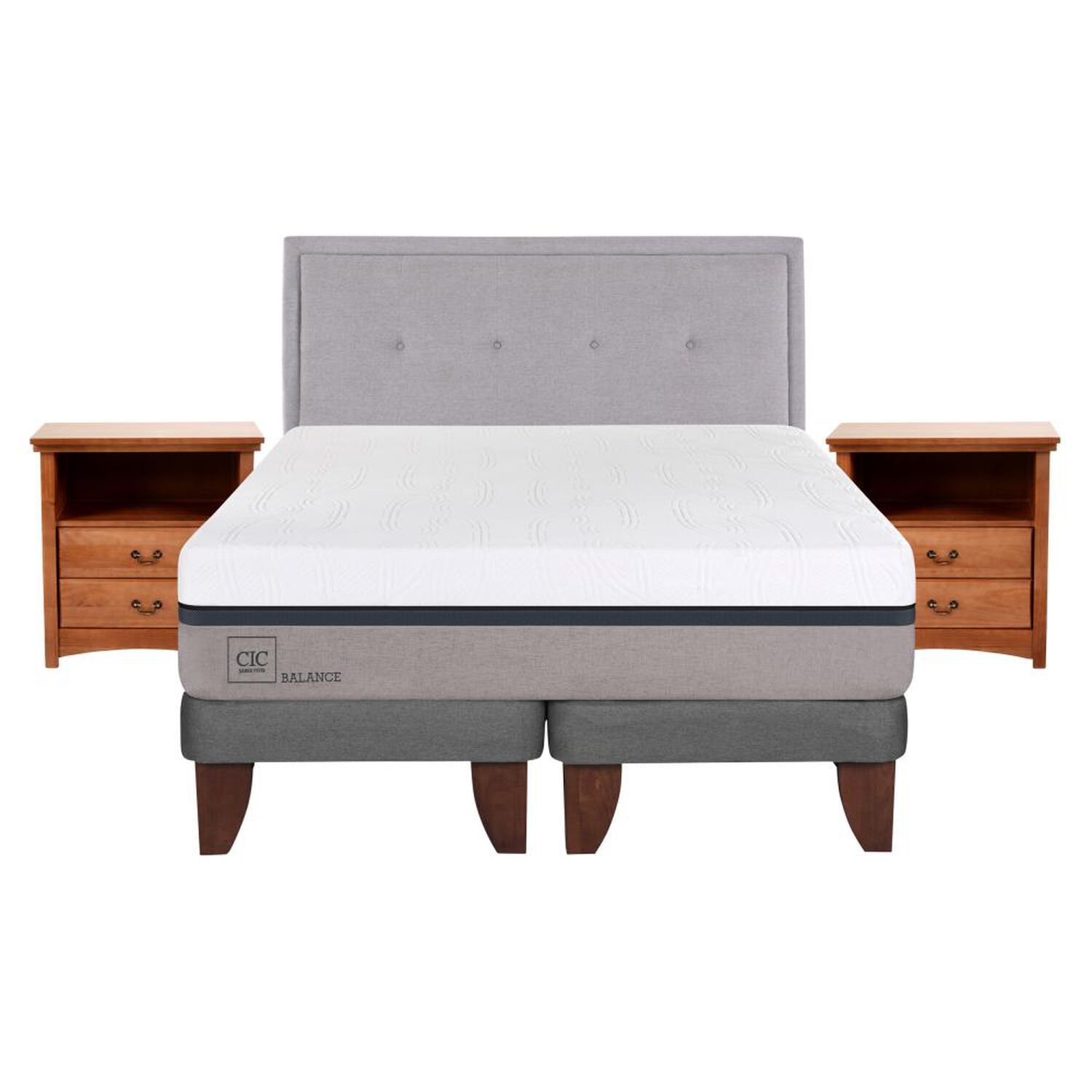 Cama Europea Cic Balance / King / Base Dividida  + Set De Maderas image number 0.0