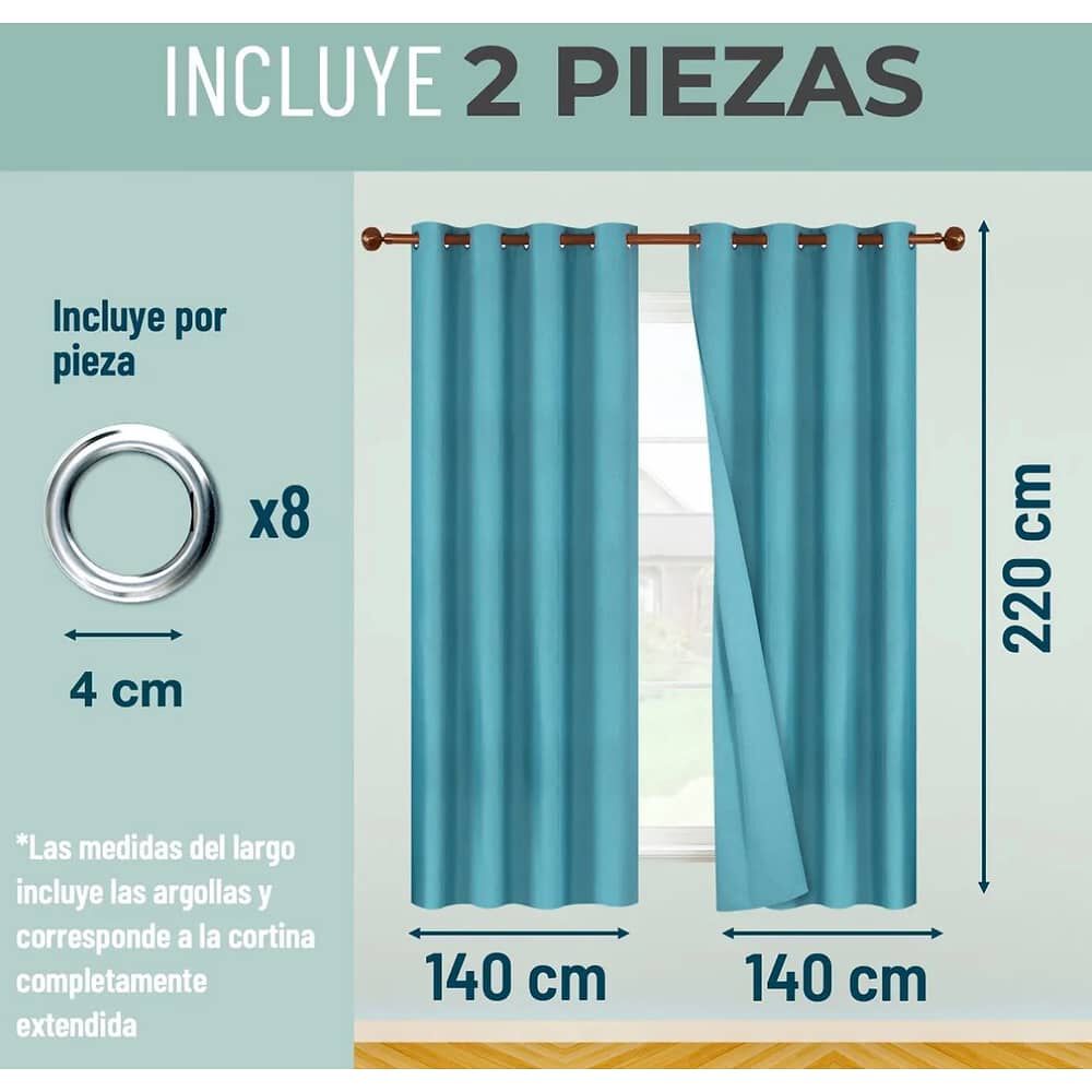 Cortinas Blackout 2 Pa&ntilde;os 140x220 Textura Lino image number 1.0