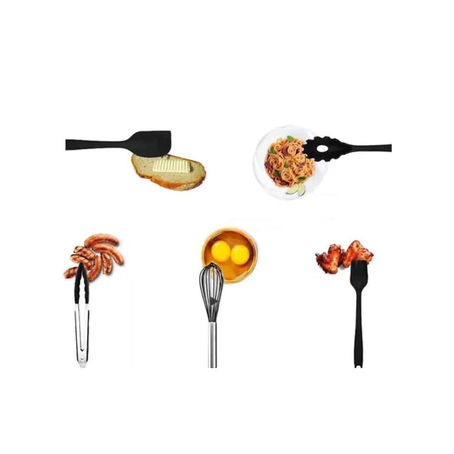 Set 10 Utensilios Cocina Silicona Antiadherente Negro image number 0.0