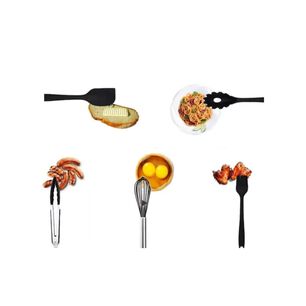 Set 10 Utensilios Cocina Silicona Antiadherente Negro