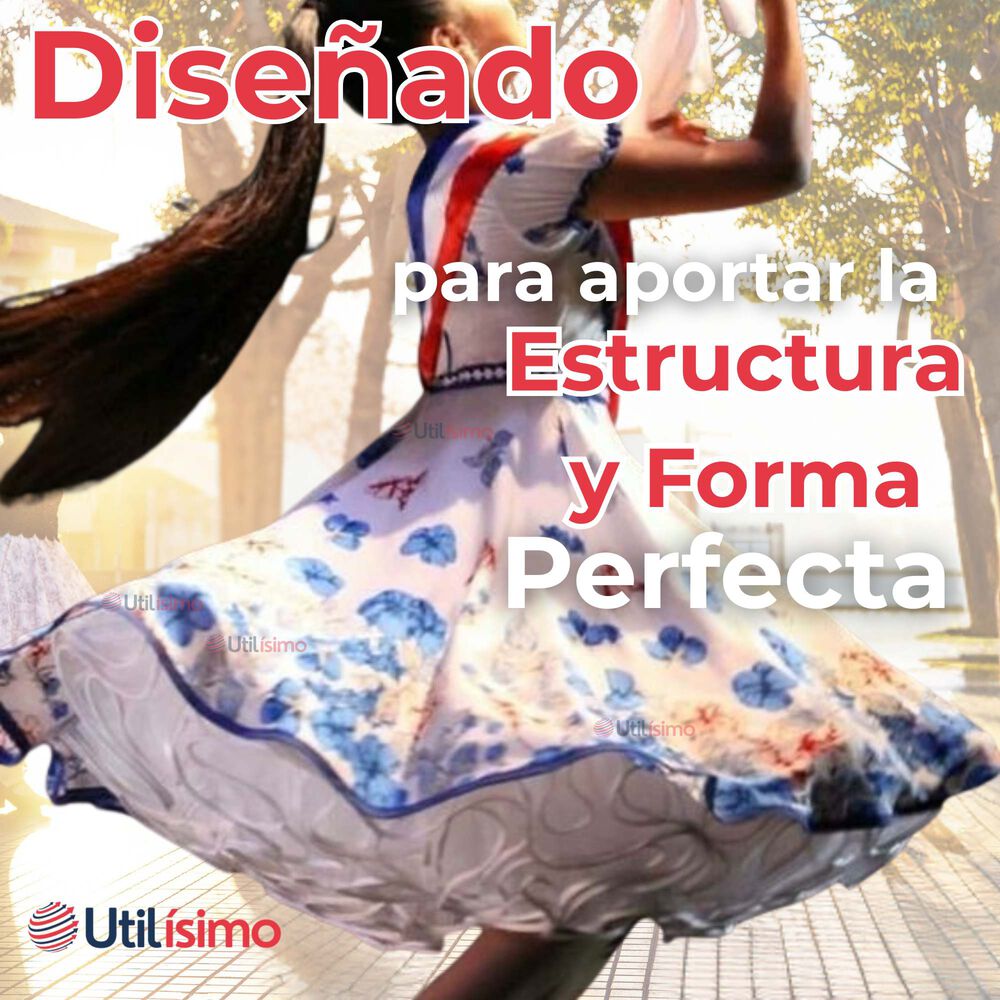 Falso Para Vestido Niña Juvenil Fiestas Patrias Color Blanco image number 5.0