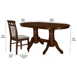Juego de Comedor Viena Ovalado / 6 Sillas