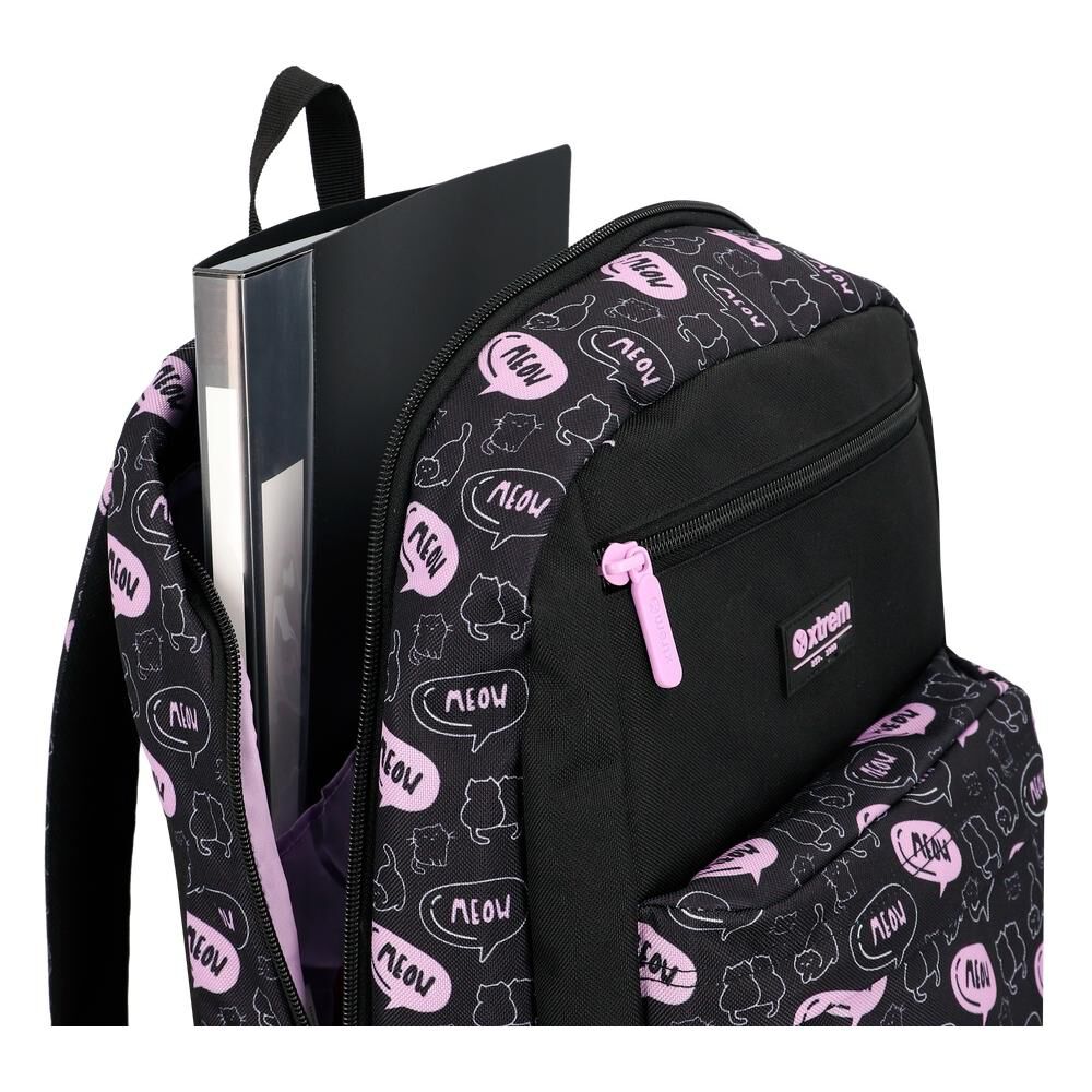 Megapack 6xt Mochila Ni&ntilde;a Xtrem Gatos Negro/morado image number 4.0