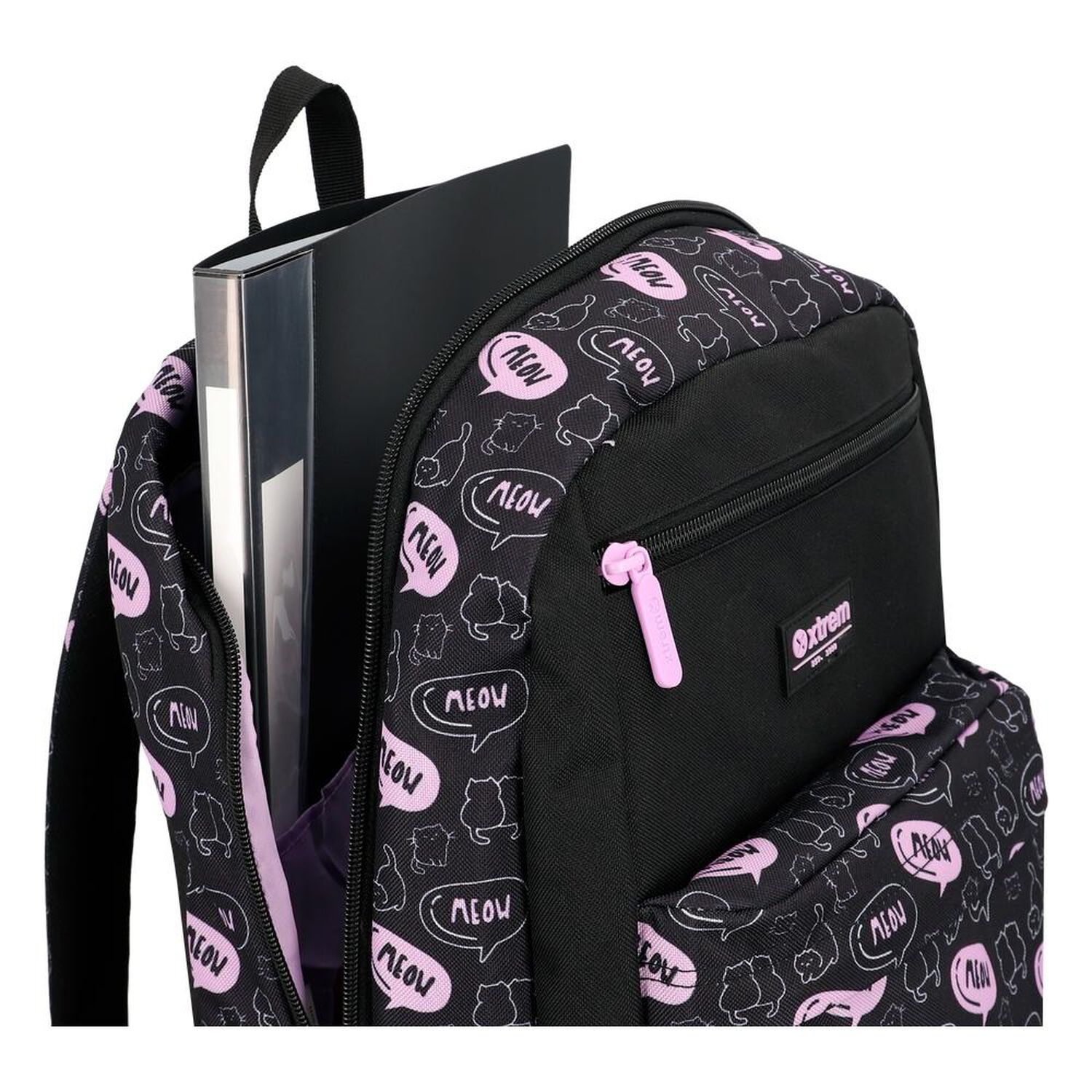 Megapack 6xt Mochila Ni&ntilde;a Xtrem Gatos Negro/morado image number 4.0