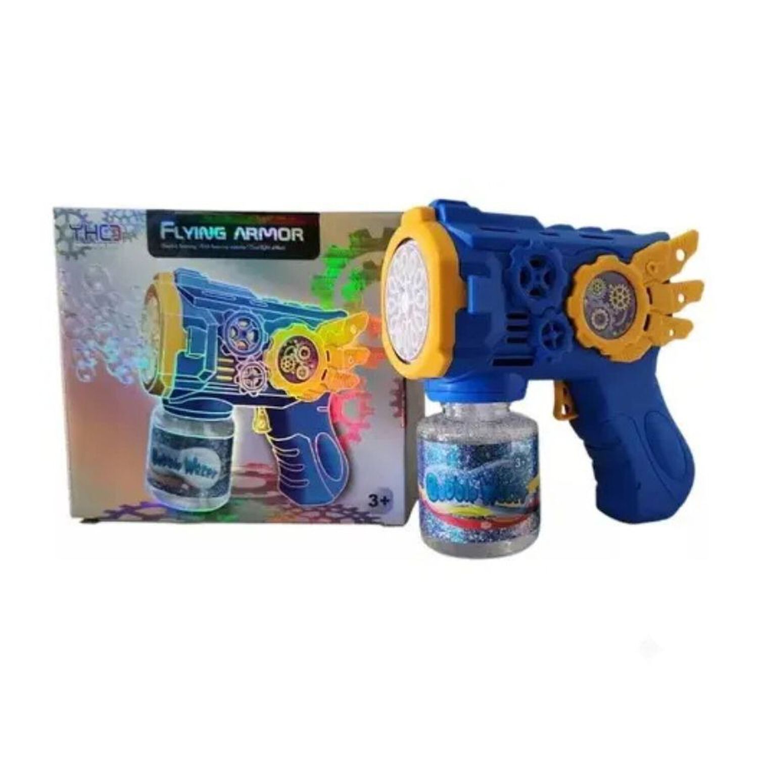 Pistola Lanza Burbujas El&eacute;ctrica Flying Armor Con Luces image number 1.0