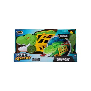 Transportador De Dinosaurio Con 1 Auto De Metal Happyline