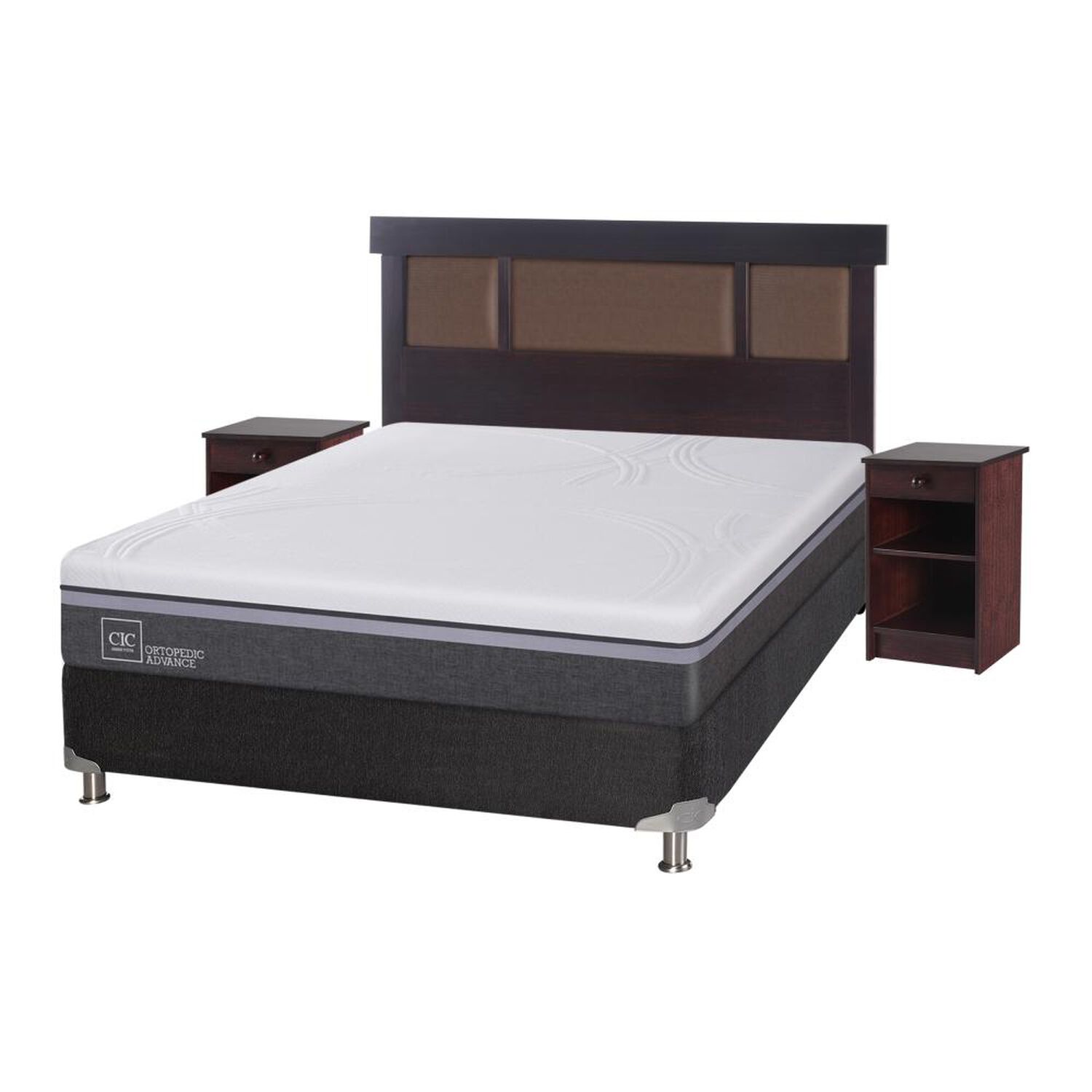 Box Spring Cic Ortopedic / 2 Plazas / Base Normal + Set De Maderas image number 1.0