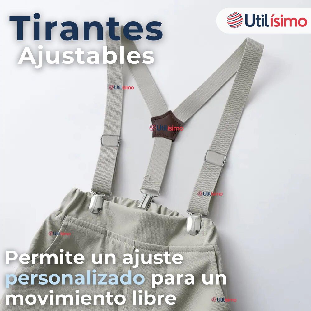 Conjunto De Vestir Con Tirantes Camisa Pantalón Corto Algodón Bebé Gris image number 5.0