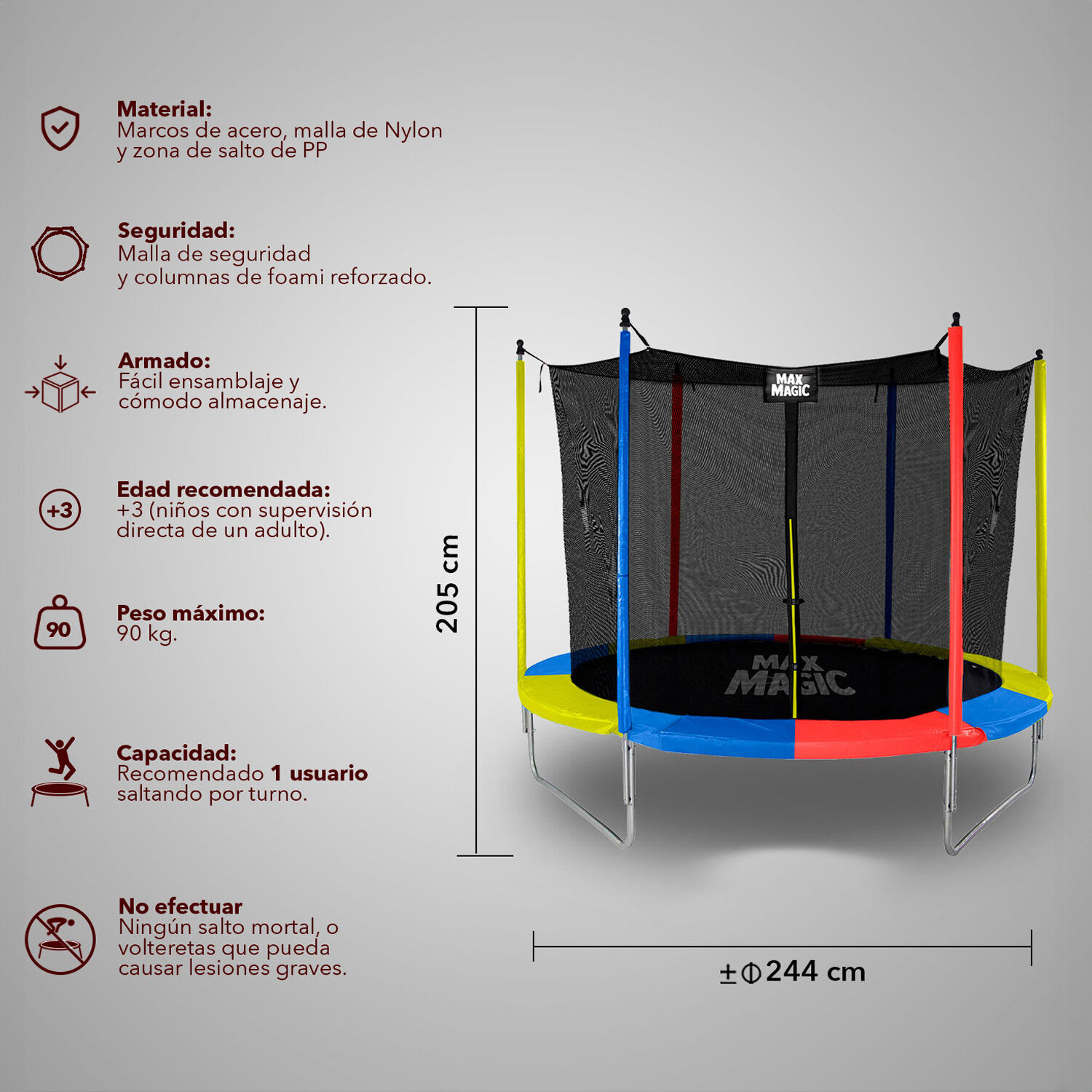 Cama El&aacute;stica 244 Cm (8 Ft) Multicolor image number 2.0