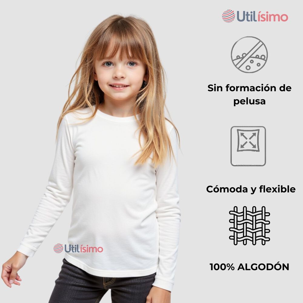 Pack 6 Camiseta Algodón Manga Larga Polera Niña Primera Capa Blanco Y Negro image number 4.0