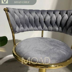 Taburete Bar Queen Ajustable Giratorio 360 Felpa Base Dorada
