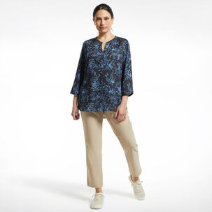 Blusa Print Abotonada Manga 3/4 Cuello Mao Mujer Lesage
