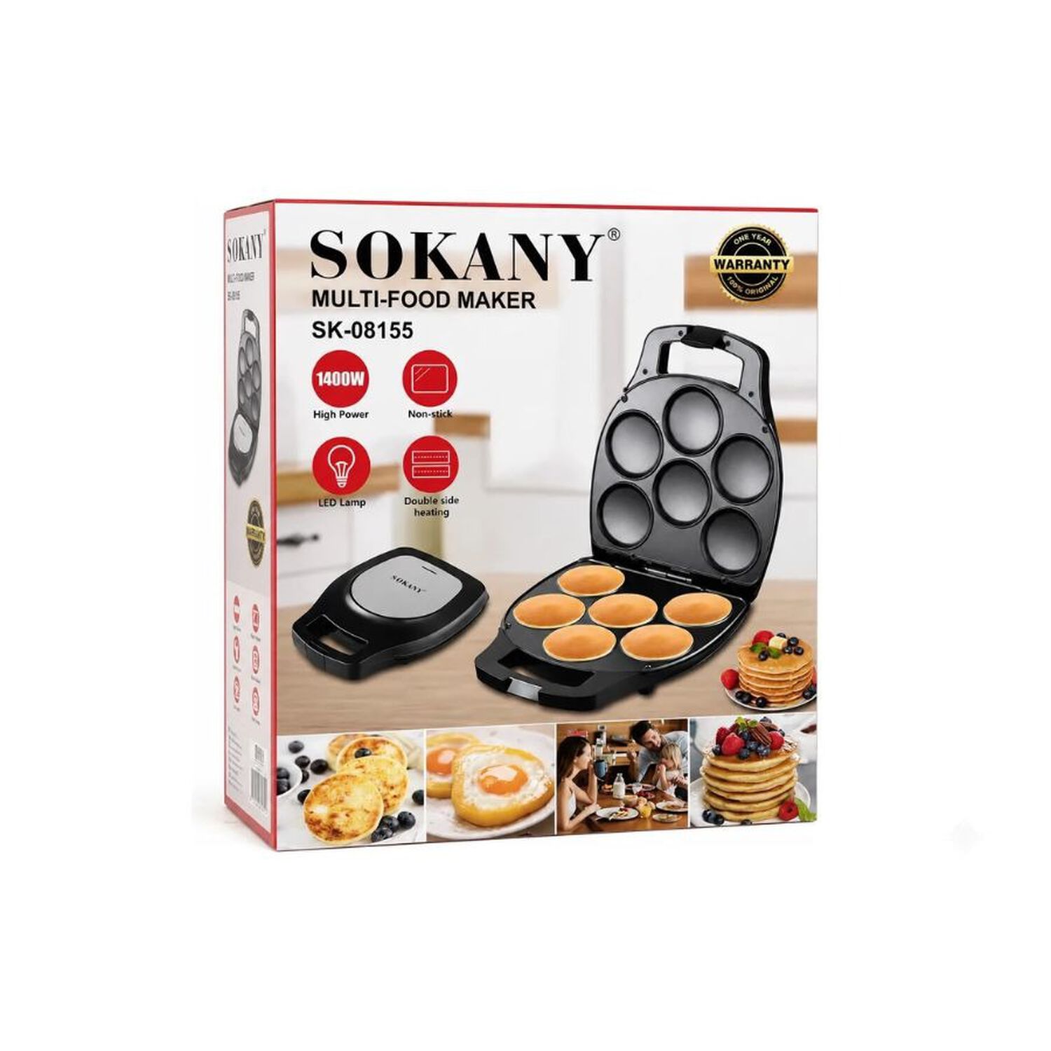 Maquina Mini Pancakes Sokany 1400w Antiadherente image number 3.0
