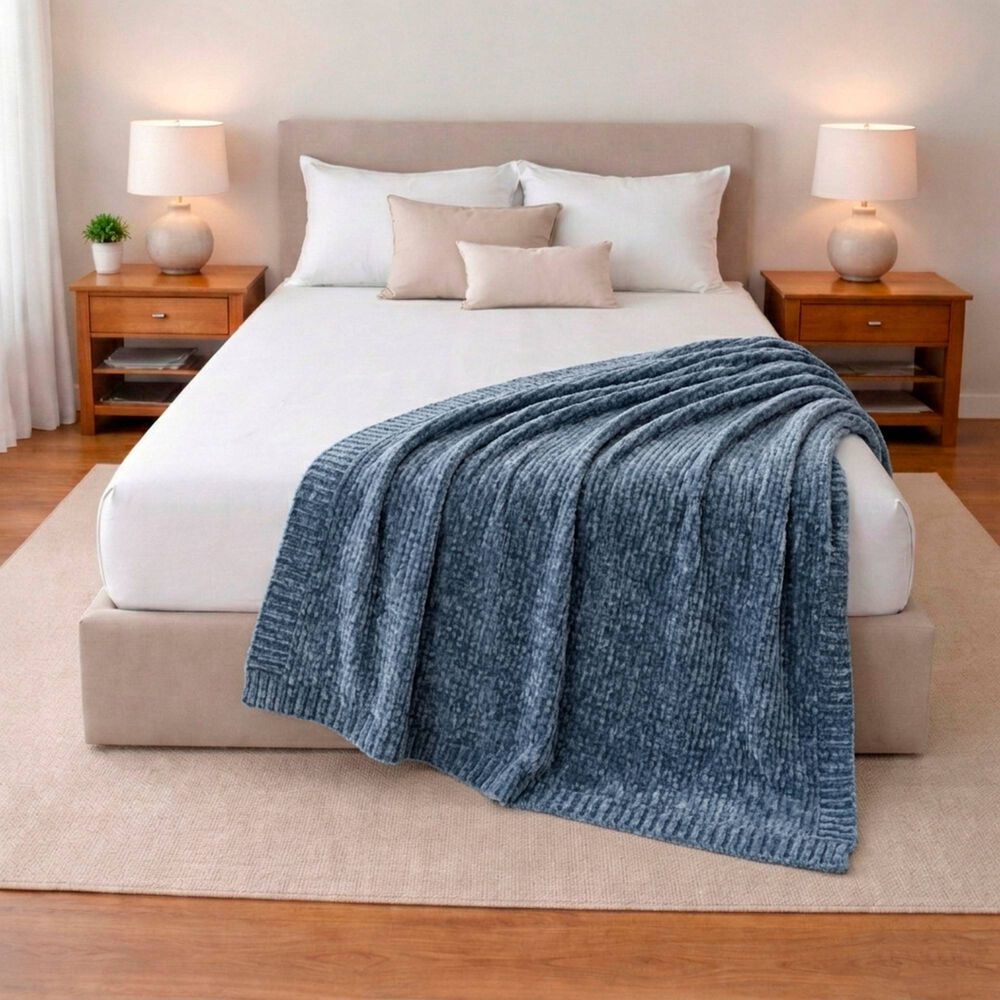 Pack 2 Mantas De Cama Nautica Home Shiny Suavidad De Lujo 127x152cm Azul image number 0.0