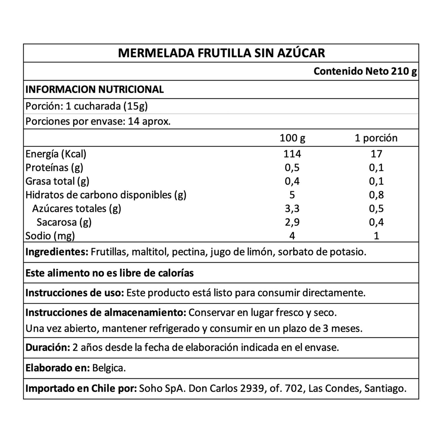 Mermelada De Frutilla Sin Az&uacute;car Belberry 1 X 210 Gr image number 3.0