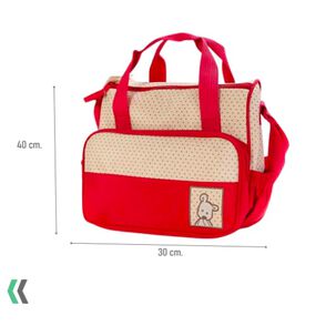 Bolso Maternal 5 Piezas Mudador Rojo