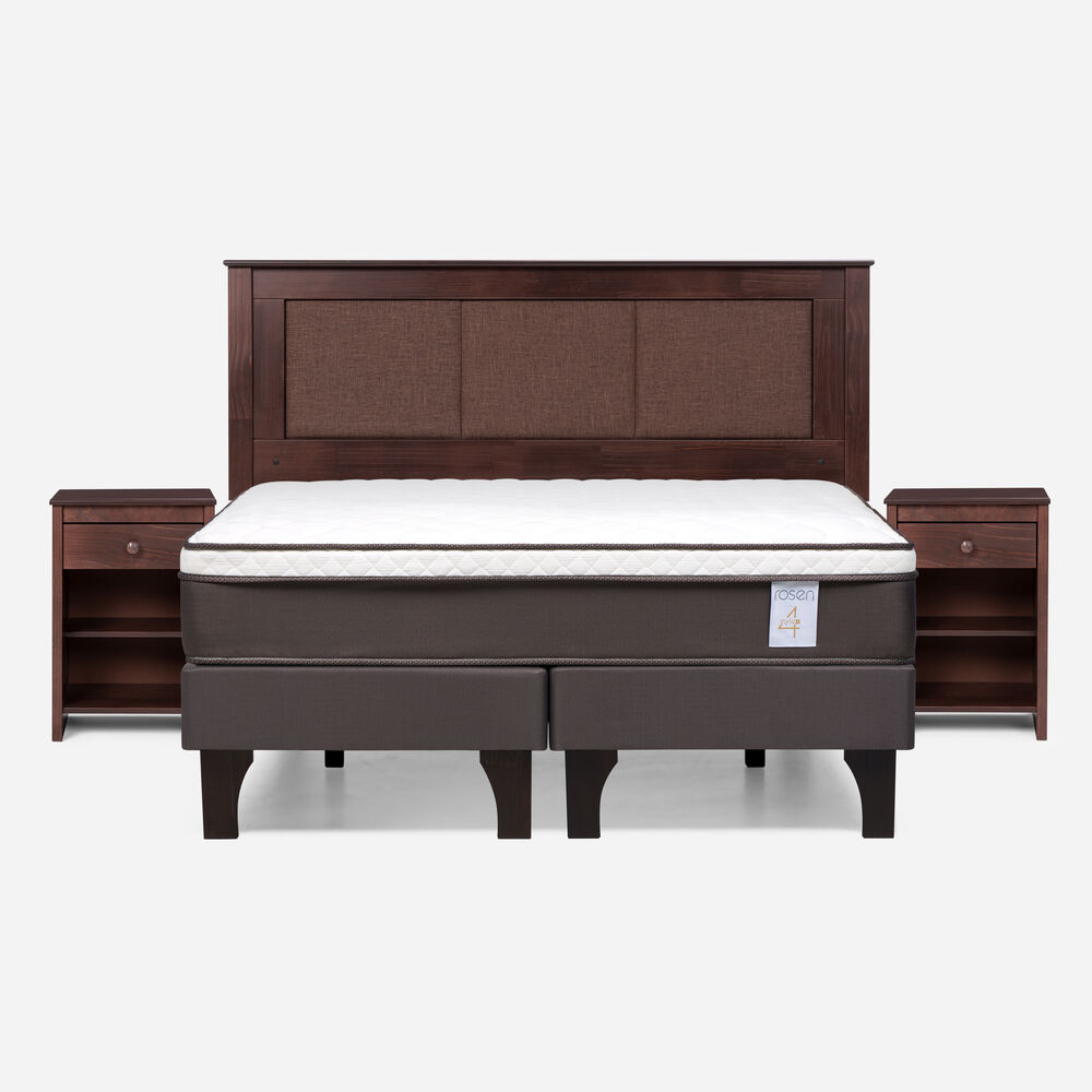 Cama Europea Rosen New Style 4 Plus / 2 Plazas / Base Dividida + Set De Maderas Rachel image number 0.0