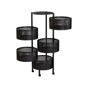 Frutero De 5 Niveles Con Ruedas | Organizador Metálico Negro Frutero De 5 Niveles Con Ruedas | Organizador Metálico Negro