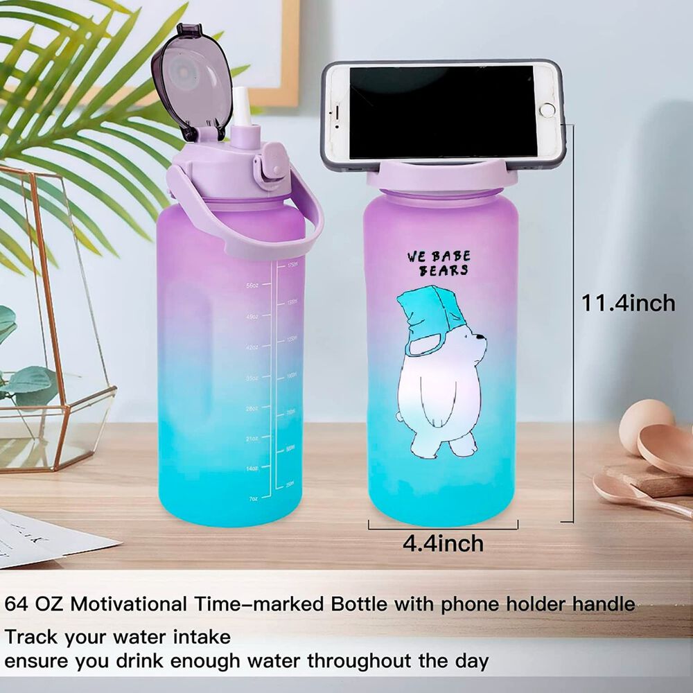 Pack 2 Botellas Agua Motivacionales 2l 900ml Morado Turquesa image number 4.0