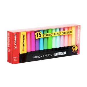 Set 15 Destacadores Stabilo Boss Neon - Pastel Punta Cincel