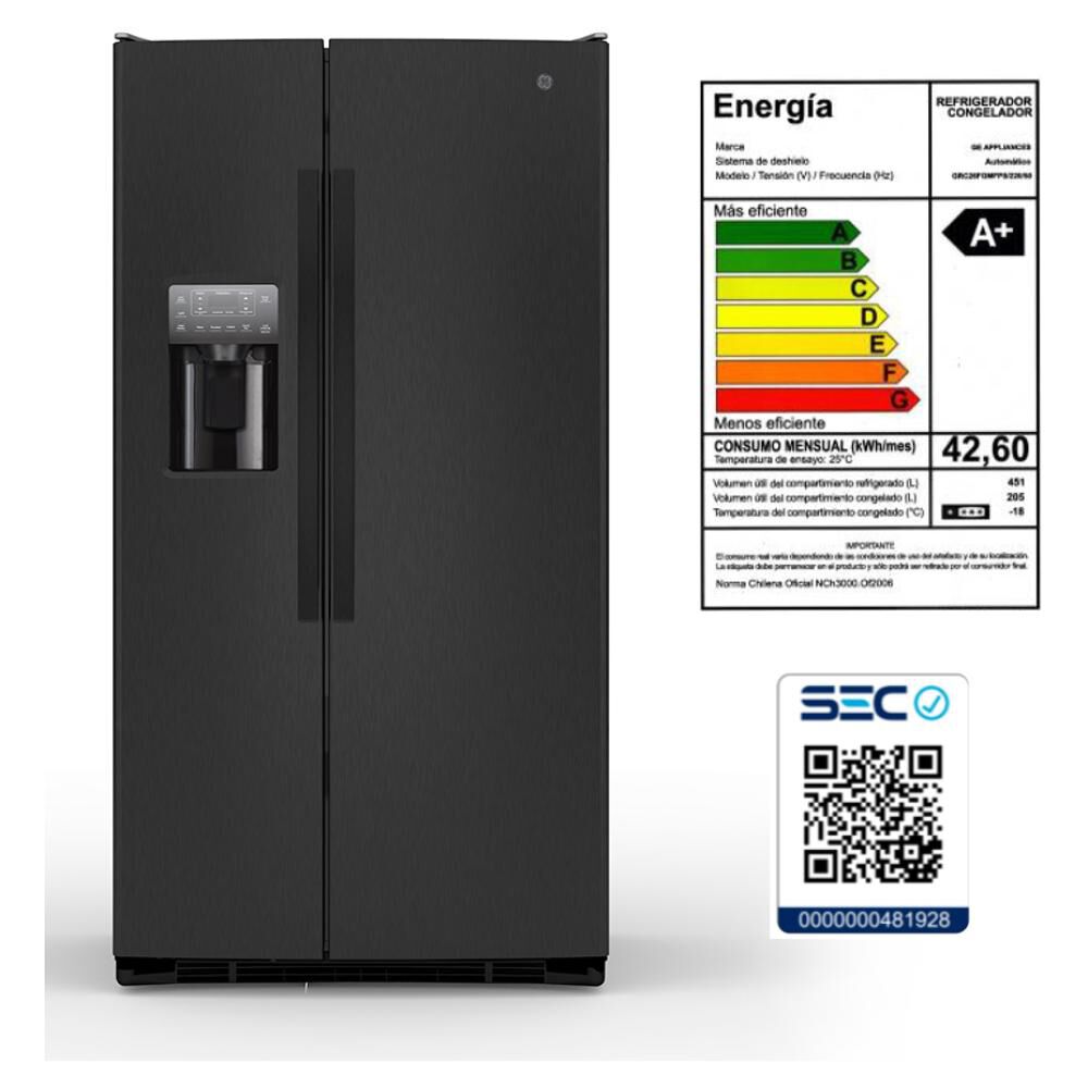 Refrigerador Side by Side General Electric GRC26FGMFPS / No Frost / 656 Litros / A+ image number 8.0