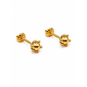 Aros Bolita Pistilo 5mm No2 Oro 18k 1.10gr Regalo Ni&ntilde;a Dorado