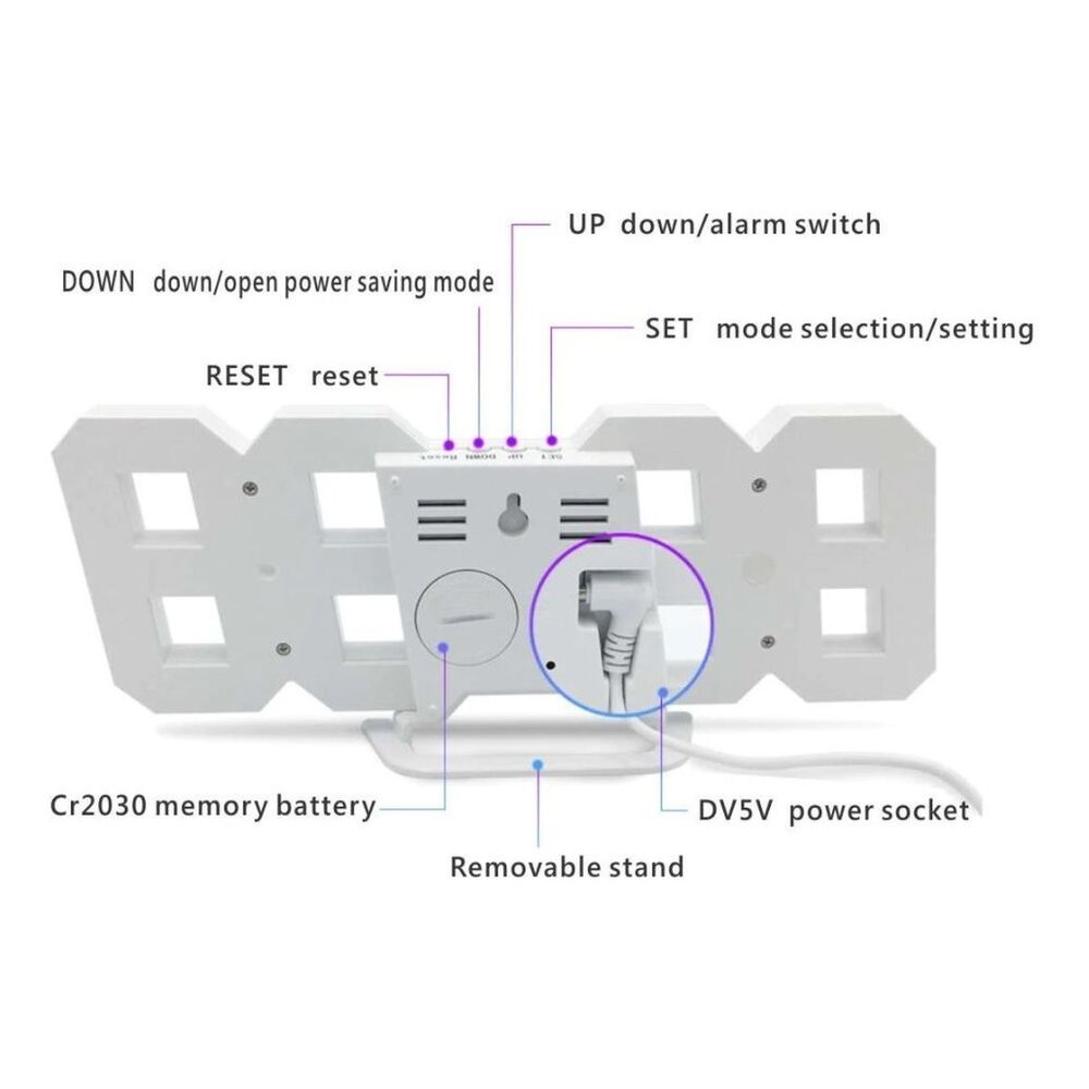 Reloj Despertador Digital Led Control Voz Brillo Ajustable image number 5.0