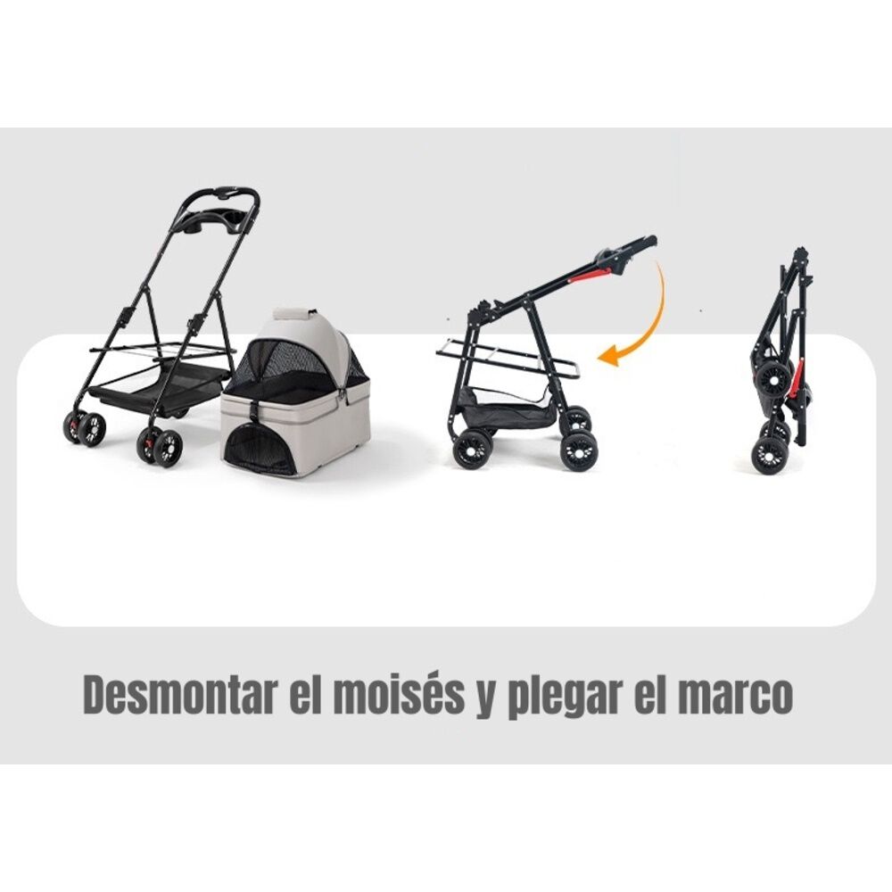 Coche Para Mascotas Perros Gatos 2 En 1 Lubabycas Negro image number 7.0